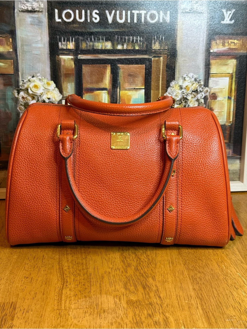 Excellent condition MCM Orange Leather Top-Handle Bag